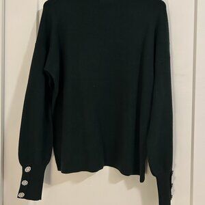 Green Tahari Flower Button Sweater